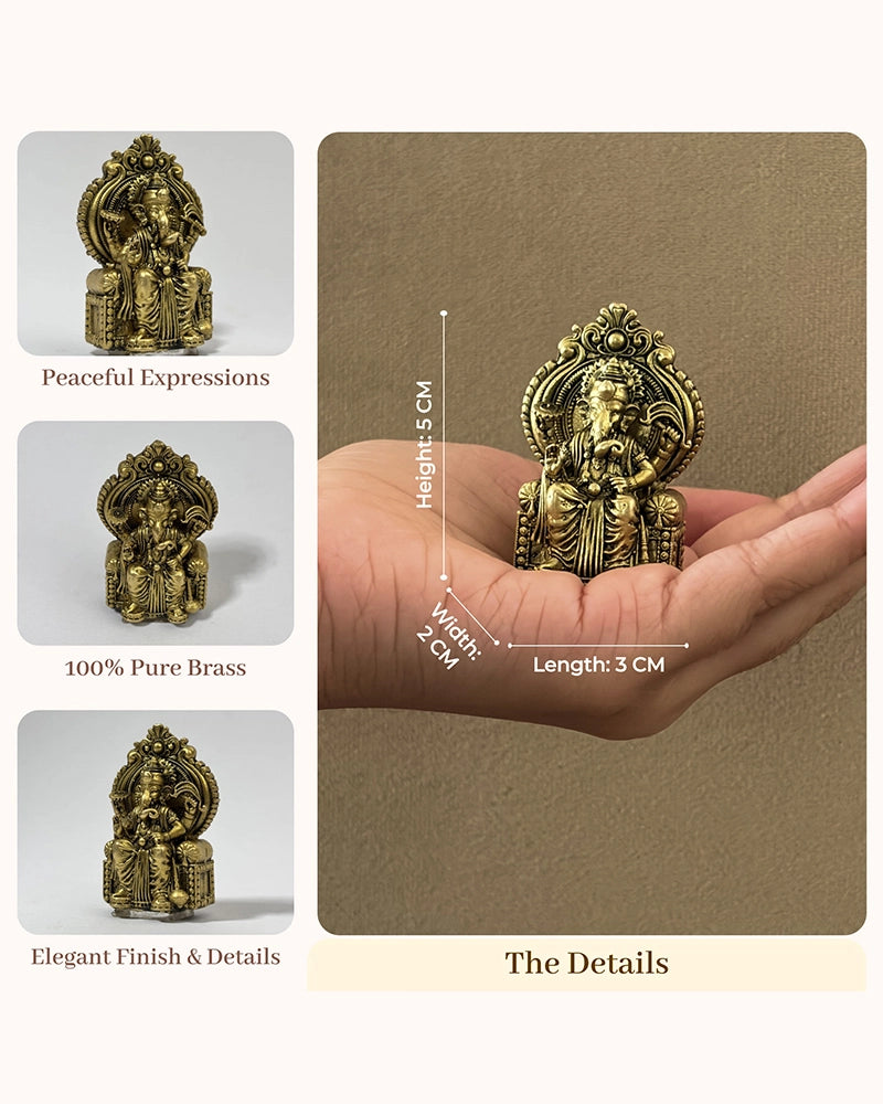 100 % Pure Brass Lalbaugcha Raja Ganesha Idol For Car Dashboard