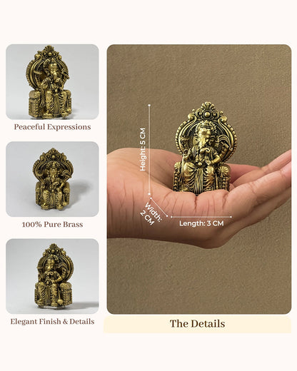 100 % Pure Brass Lalbaugcha Raja Ganesha Idol For Car Dashboard