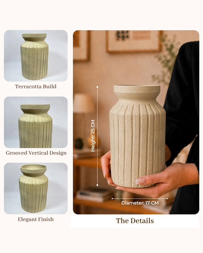 Premium Terracotta Flower Vase with Textured Finish for Home Decoration