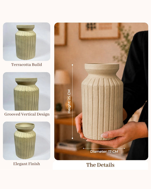 Premium Terracotta Flower Vase with Textured Finish for Home Decoration