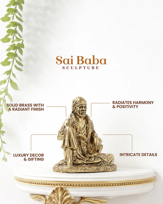 Elegant Sai Baba Idol Brass Figurine for Pooja Needs and Altars