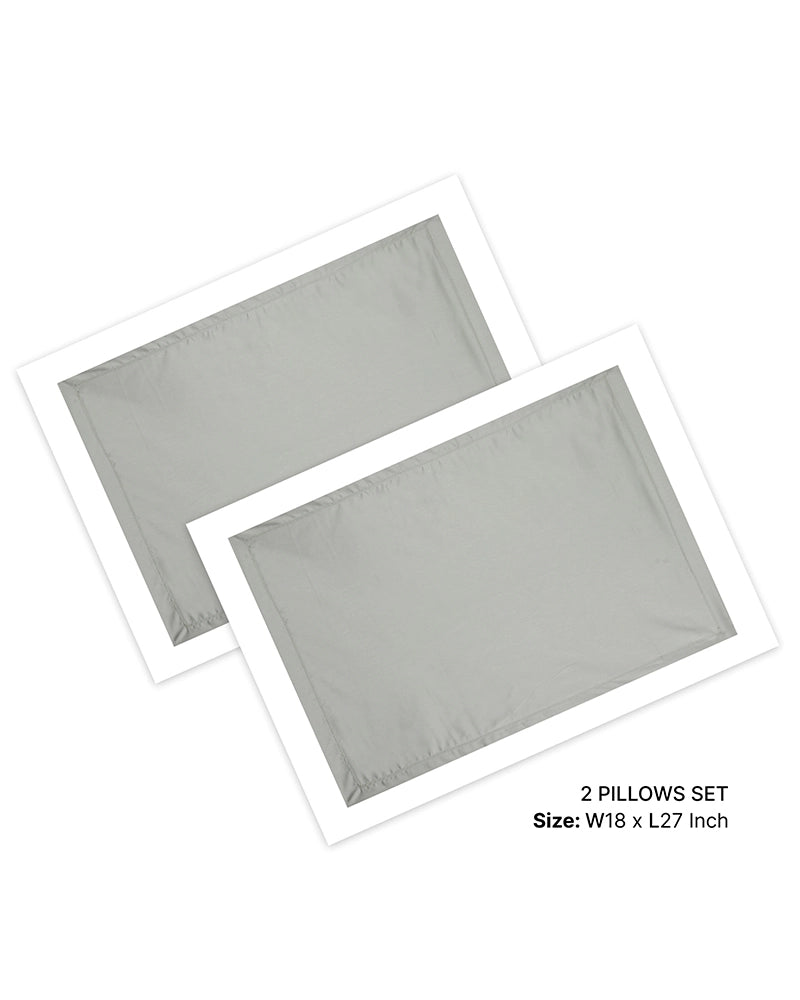Grey King Size Cotton Bedsheet 300 Thread Count with 2 Pillow Covers
