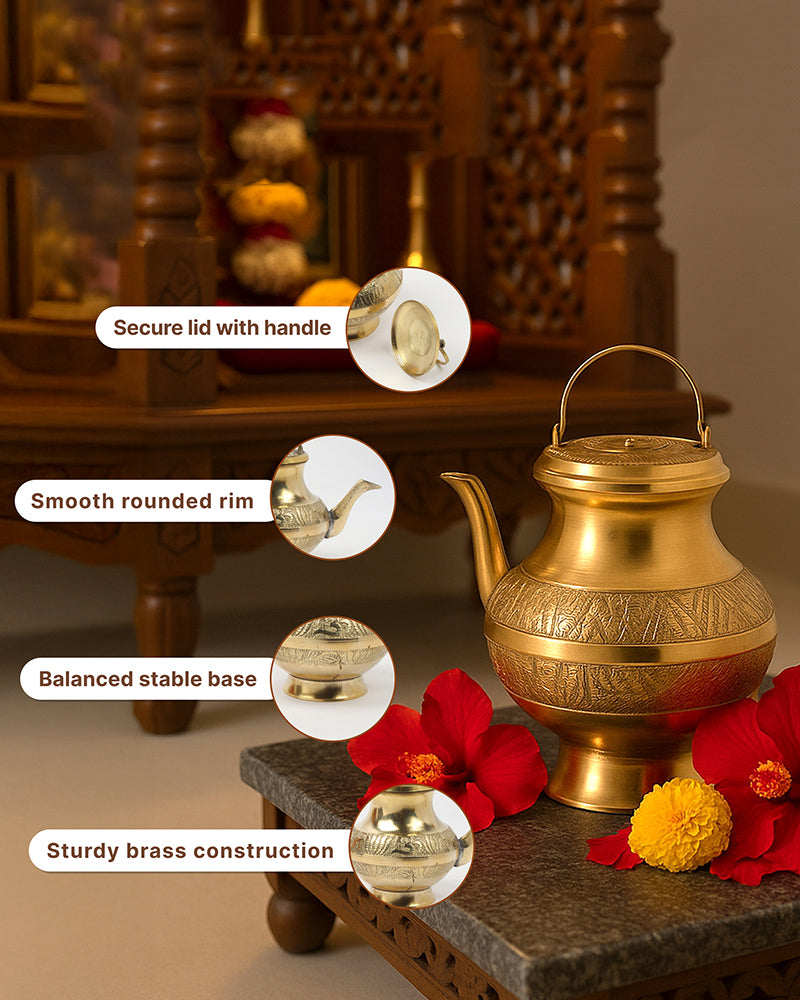 Traditional Brass Kalash for Pooja, Havan, and Religious Celebrations