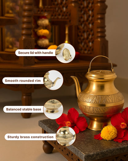 Traditional Brass Kalash for Pooja, Havan, and Religious Celebrations