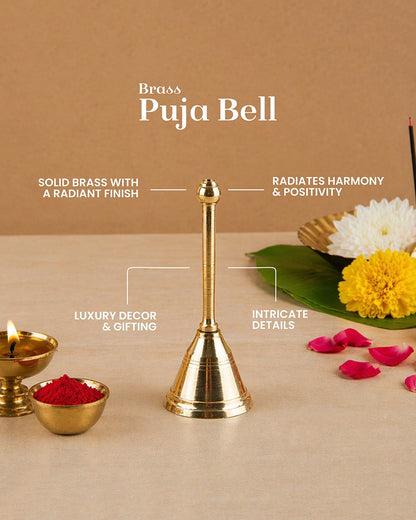 Brass Pooja Bell (Ghanti) for Mandir & Daily Worship Rituals