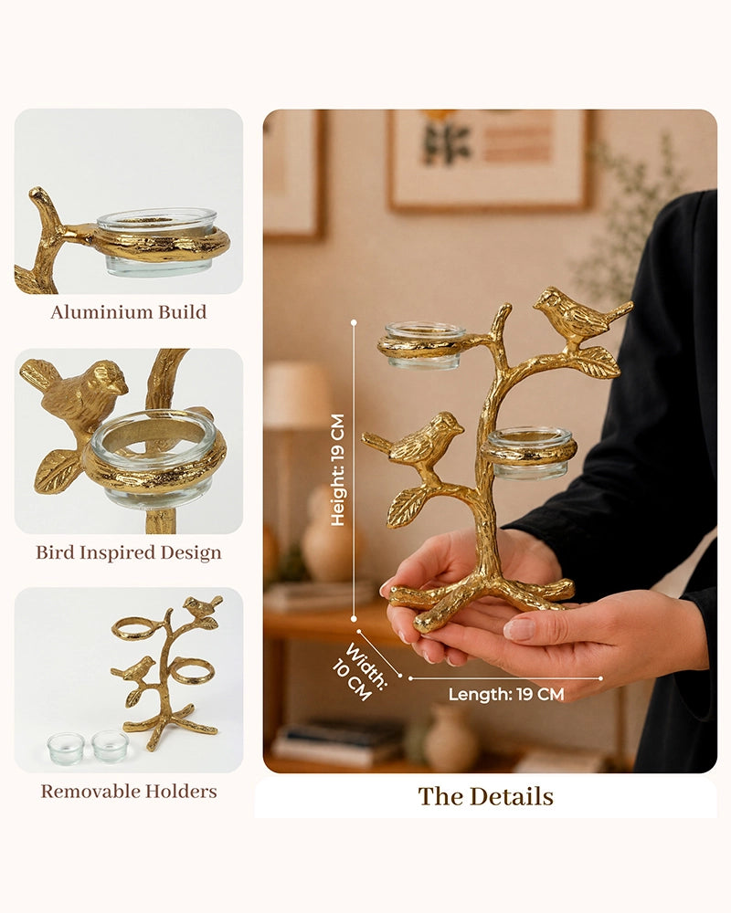 Romantic Love Birds Tree Candle Holder for Home Décor & Gifting