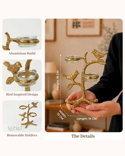 Romantic Love Birds Tree Candle Holder for Home Décor & Gifting