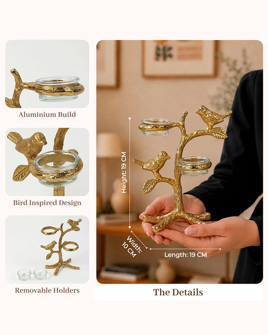 Romantic Love Birds Tree Candle Holder for Home Décor & Gifting