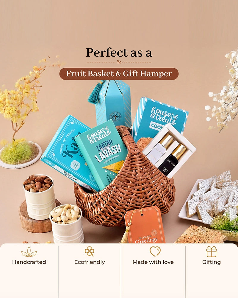 Handwoven Wicker Chand Hamper for Fruits, Storage, and Stylish Home Organisation
