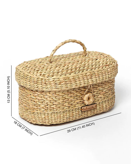 Handwoven Seagrass Tissue Box Holder for Bathroom, Bedroom, and Living Room