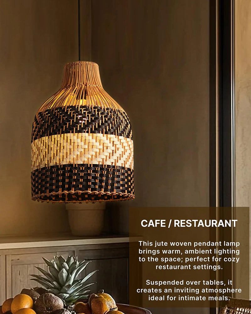 Rustic Rattan Hanging Lamp for Living Room and Bedroom
