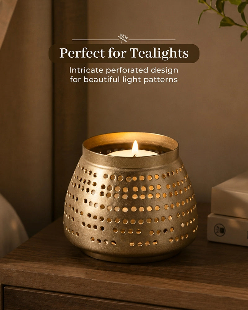 Gold Metal Tea Light Holder for Home Decoration