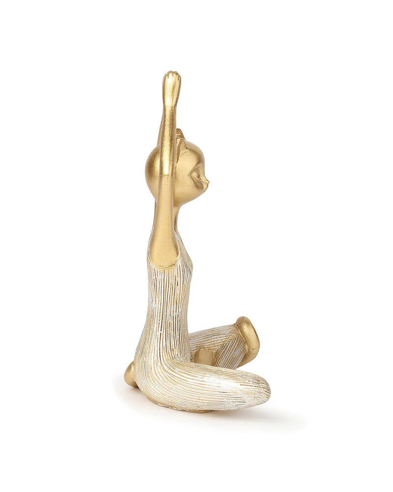 Yoga Cat Figurine in Polypropylene for Living Room Decoration