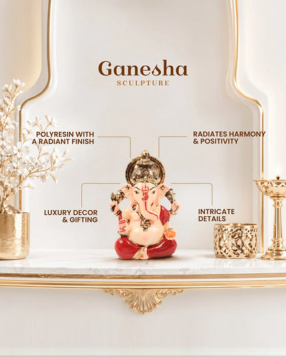 Polyresin Lord Ganesha Murti Multicolor Figurine Showpiece for Home Temple