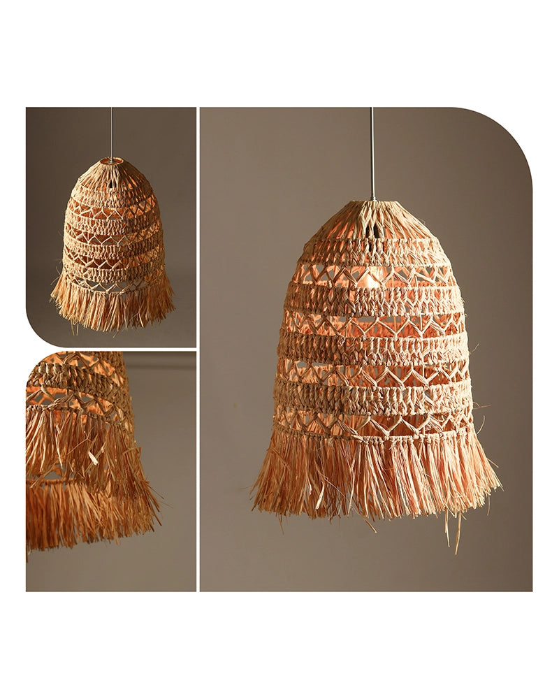 Raffia Cylinder Ceiling Lamp for Bedroom Hall & Living Room Decor