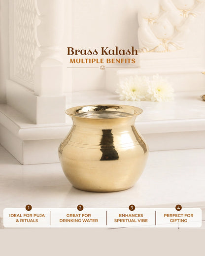 100% Pure Brass Kalash for Pooja and Religious Celebrations