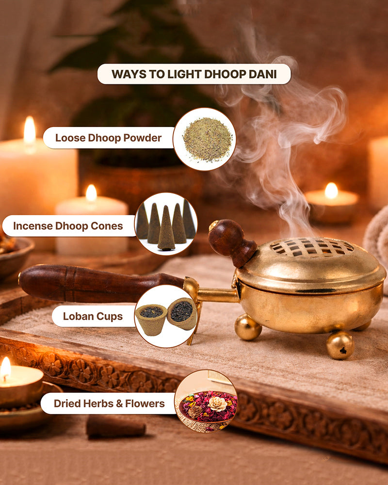 Traditional Metal Dhoopdani for Sambrani Loban and Pooja Needs