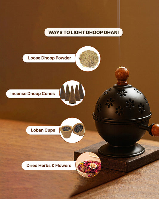 Metal Dhoop Dani Decorative Aarti Dhoop Burner for Home Puja and Meditation