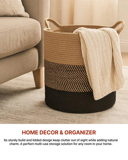 Jute Laundry Basket for Clothes and Toy Storage, Jute Storage Basket and Laundry Bag