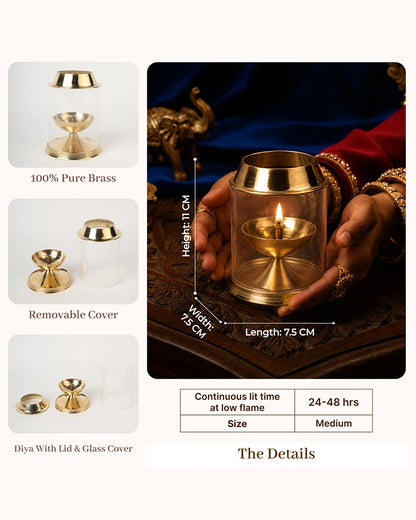 Brass Akhand Jyot Diya for Pooja Room, Mandir & Home Decoration