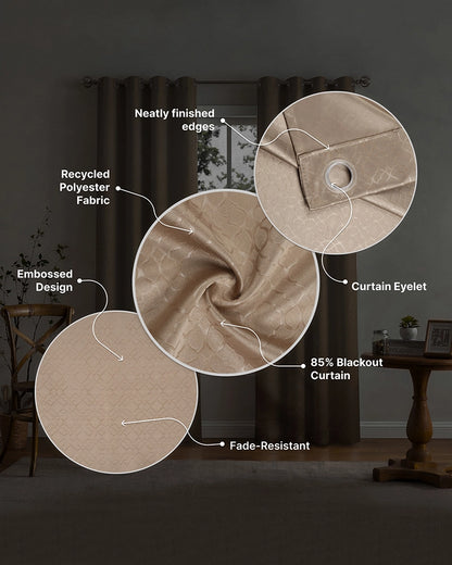 Textured Polyester Eyelet Curtain for Doors (Beige, 7 ft)