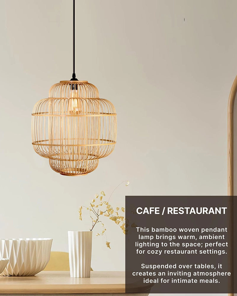 Natural Bamboo Pendant Light for Balcony and Hall