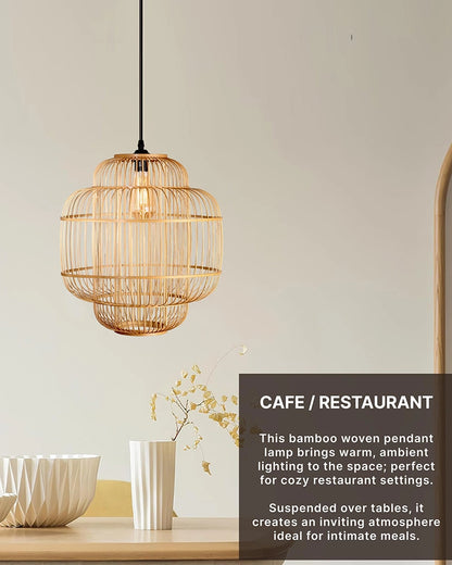 Natural Bamboo Pendant Light for Balcony and Hall
