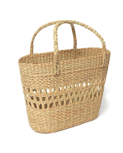 Panier à provisions en jonc de mer naturel (Jali)