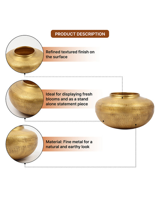 Glossy Metallic Iron Vase for Living Room Tabletop and Home Decor