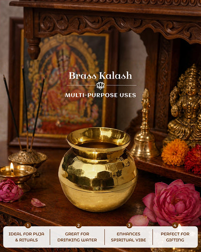 100% Pure Brass Diamond Cut Lota for Pooja, Mandir