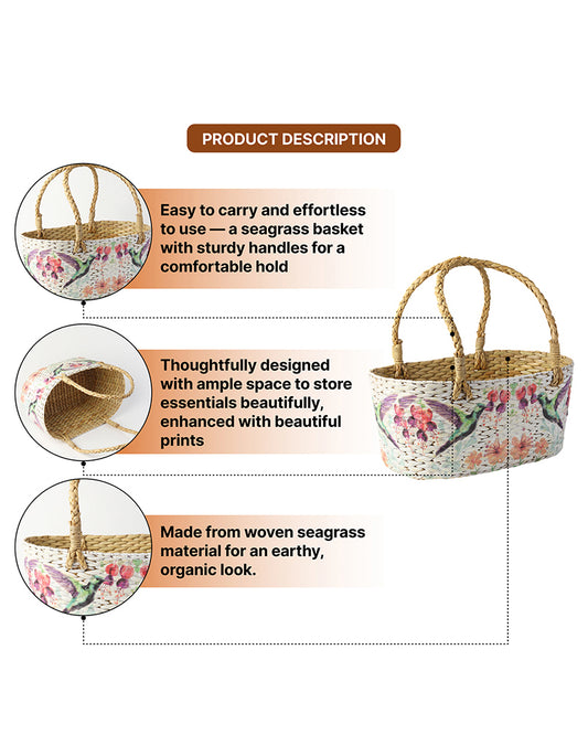 Handwoven Seagrass Basket for Gifting, Storage, and Home Decoration