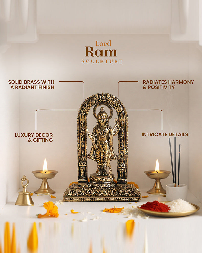 Pure Brass Ram Lala Idol for Home Pooja and Temple Decoration