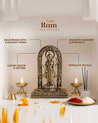 Pure Brass Ram Lala Idol for Home Pooja and Temple Decoration