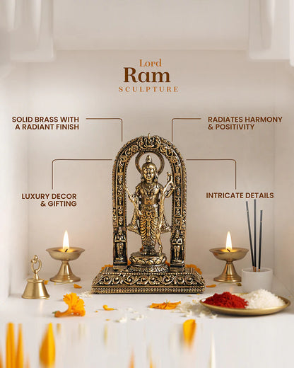 Pure Brass Ram Lala Idol for Home Pooja and Temple Decoration