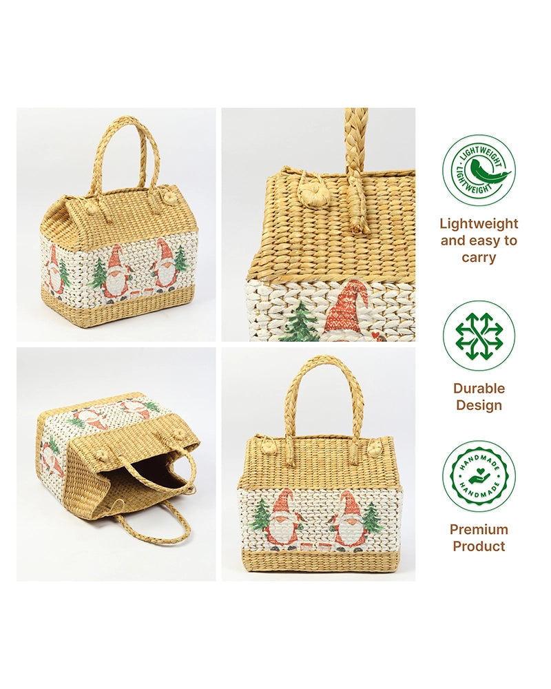 Handwoven Seagrass Picnic Basket for Outdoor and Family Gatherings