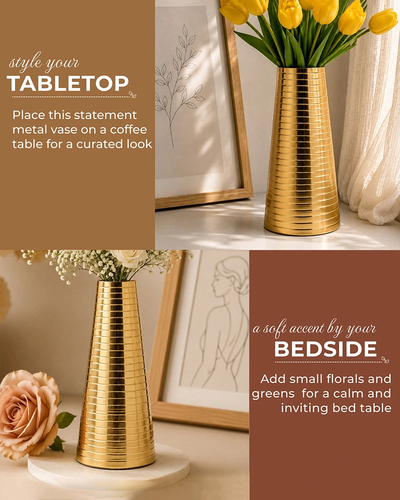 Durable Metal Flower Vase for Bedroom Balcony Office and Tabletop Display