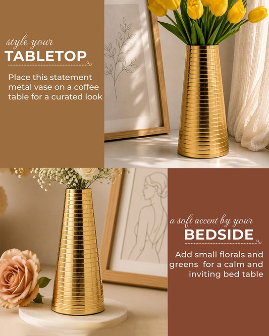 Durable Metal Flower Vase for Bedroom Balcony Office and Tabletop Display