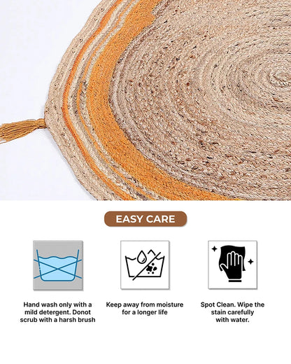 Natural Yellow Round Jute Carpet For Living Room