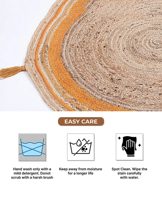 Natural Yellow Round Jute Carpet For Living Room