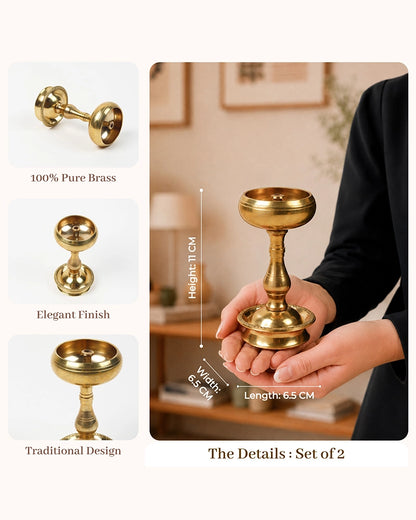 100 % Pure Brass Udupi Nanda Deepam Set for Pooja & Temple Décor