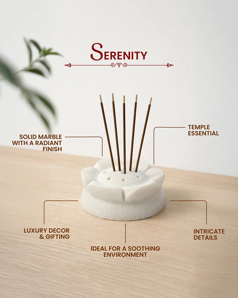 Marble Agarbatti Stand for Home Temple, Meditation, and Devotional Use