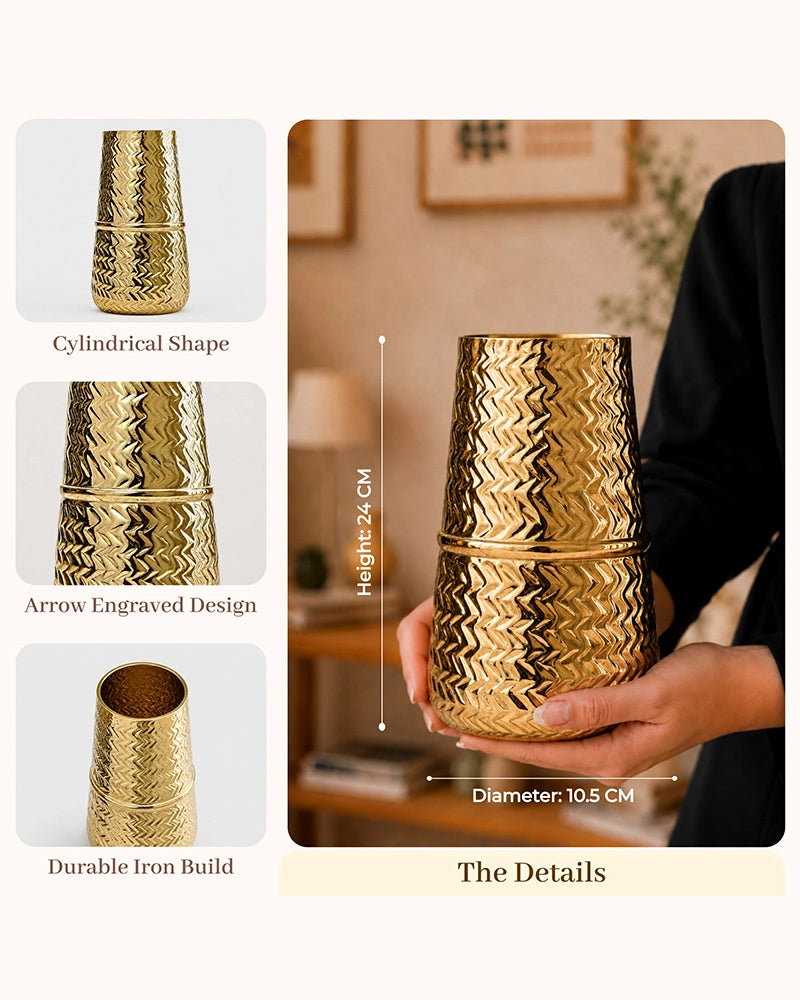 Handcrafted Hammered Vase for Flowers, Tabletop & Home Decor