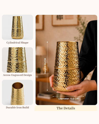 Handcrafted Hammered Vase for Flowers, Tabletop & Home Decor