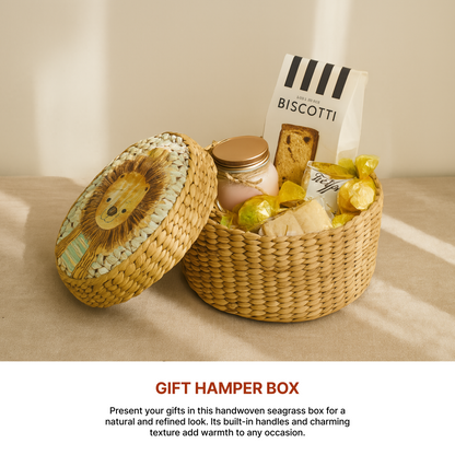 Storage Box with Lid | Round Gift Box | Seagrass Organiser Boxes