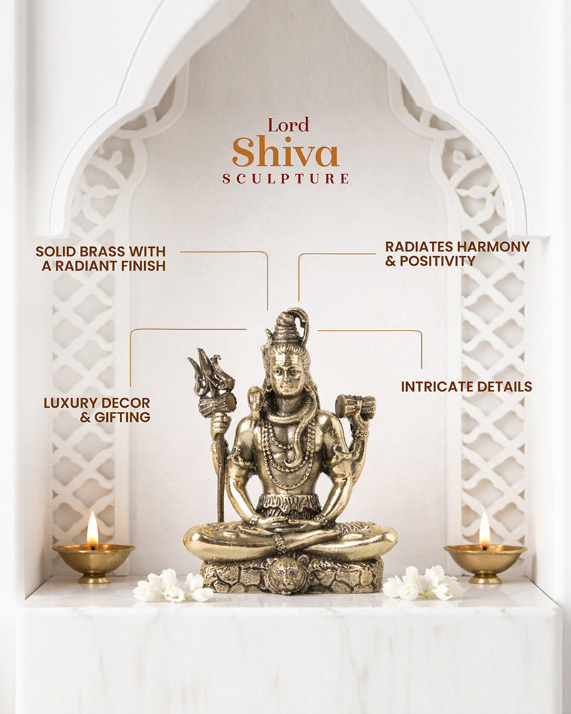 Pure Brass Lord Shiva Idol for Home Temple and Pooja Room