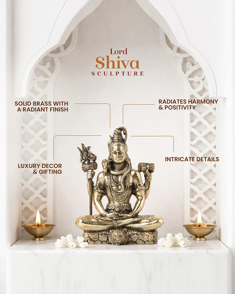 Pure Brass Lord Shiva Idol for Home Temple and Pooja Room
