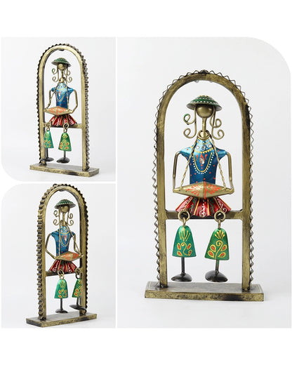 Handcrafted Hand-Painted Metal Folk Musician Home decor showpiece