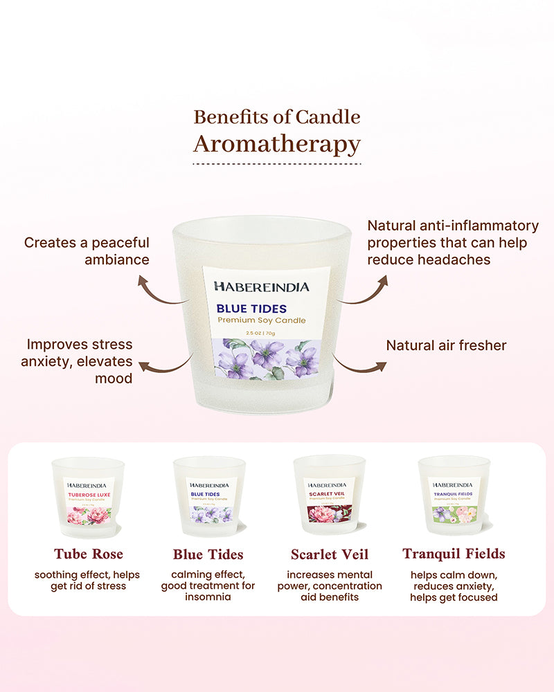 Set of 4 Scented Aroma Candles in Glass | Decorative Fragrance Candle Set | 45gm, 8hr Burn Each