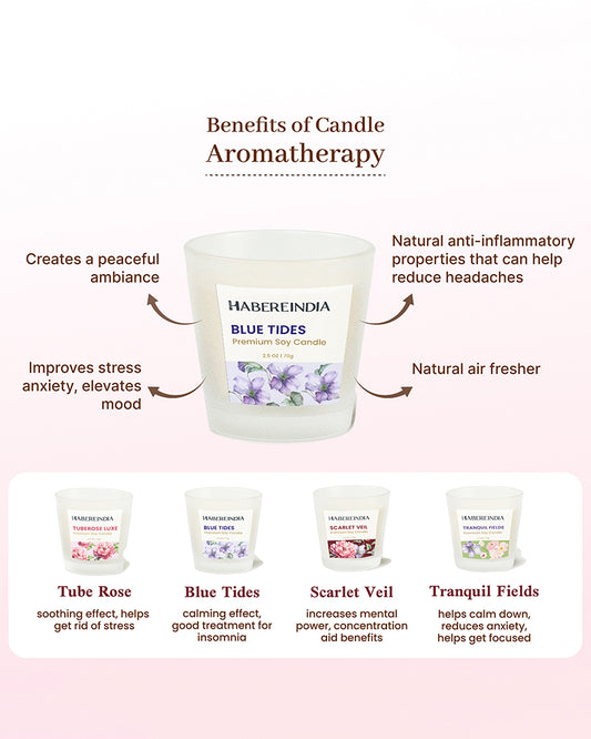 Set of 4 Scented Aroma Candles in Glass | Decorative Fragrance Candle Set | 45gm, 8hr Burn Each