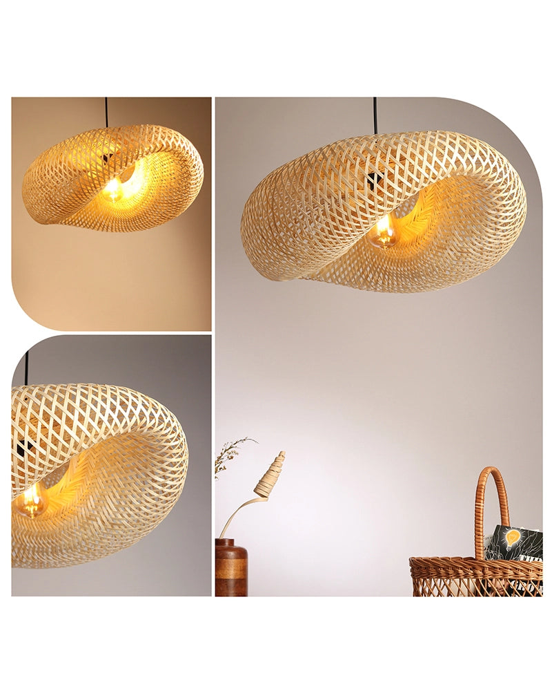 Rustic Bamboo Hanging Lamp for Home Decor and Hall